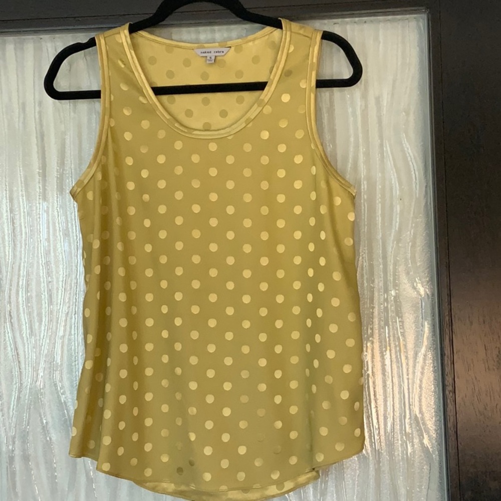 New green polka dot satin-like top